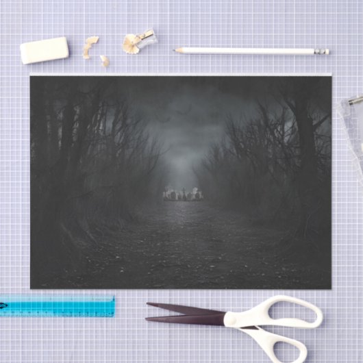 Dark Graveyard Cemetery Halloween Decoupage Tissuepapier (Craft)
