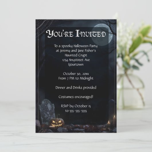 Dark Graveyard Halloween Party Kaart (Staand voorkant)