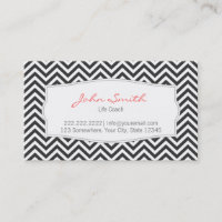 Dark Gray Chevron Stripes Life Coach Visitekaartje