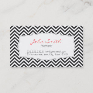Dark Gray Chevron Stripes Pharmacist Visitekaartje