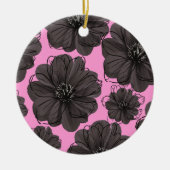Dark Gray Flowers  Keramisch Ornament (Voorkant)