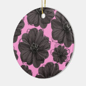 Dark Gray Flowers  Keramisch Ornament (Links)