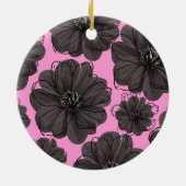 Dark Gray Flowers  Keramisch Ornament (Achterkant)