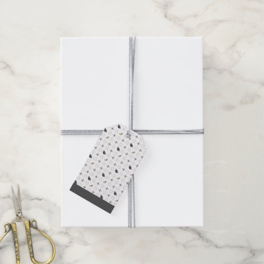 Dark Gray Graduation Caps and Diploma Pattern Cadeaulabel (Met Touw)