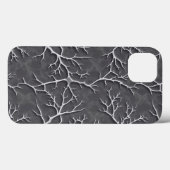 Dark Gray iPhone Case with Branch Textured Relief (Achterkant (horizontaal))
