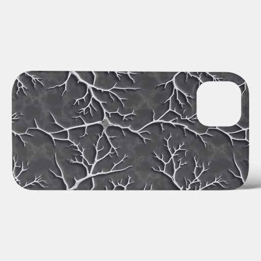 Dark Gray iPhone Case with Branch Textured Relief (Achterkant (horizontaal))