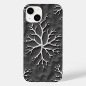 Dark Gray iPhone Case with Organic White Branches (Achterkant)