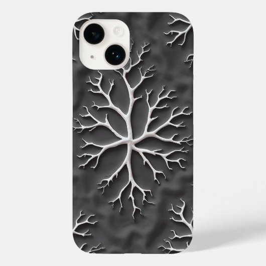 Dark Gray iPhone Case with Organic White Branches (Achterkant)