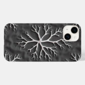 Dark Gray iPhone Case with Organic White Branches (Achterkant (horizontaal))