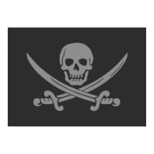 Dark Gray Jolly Roger Pirate Flag