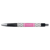 Dark Gray Lg Chevron Hot Pink #2 Naam Monogram Pen (Voorkant)