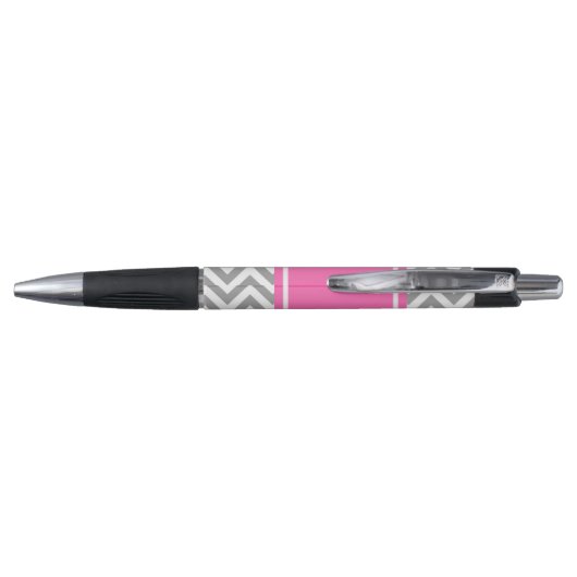 Dark Gray Lg Chevron Hot Pink #2 Naam Monogram Pen (Achterkant)