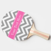 Dark Gray Lg Chevron Hot Pink #2 Naam Monogram Tafeltennisbatje (Zijkant)