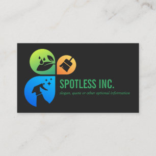 Dark Gray Modern Trendy Cleaning Services logo Visitekaartje
