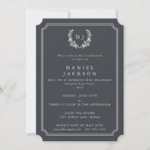 Dark Gray Monogram Laurel WreatAfstuderen Kaart (Voorkant)