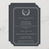 Dark Gray Monogram Laurel WreatAfstuderen Kaart (Voorkant / Achterkant)