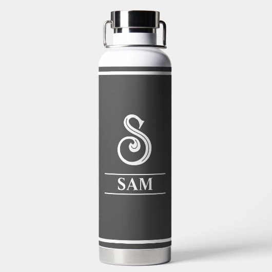 Dark Gray Monogrammed Waterfles (Achterkant)