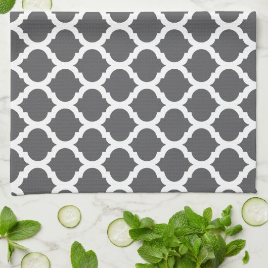 Dark Gray Moroccan Pattern Kitchen Towels Theedoek (Gevouwen)