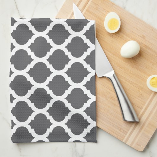 Dark Gray Moroccan Pattern Kitchen Towels Theedoek (Quarter Fold)
