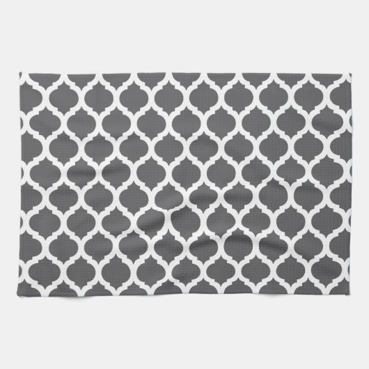 Dark Gray Moroccan Pattern Kitchen Towels Theedoek (Horizontaal)