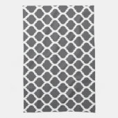 Dark Gray Moroccan Pattern Kitchen Towels Theedoek (Verticaal)