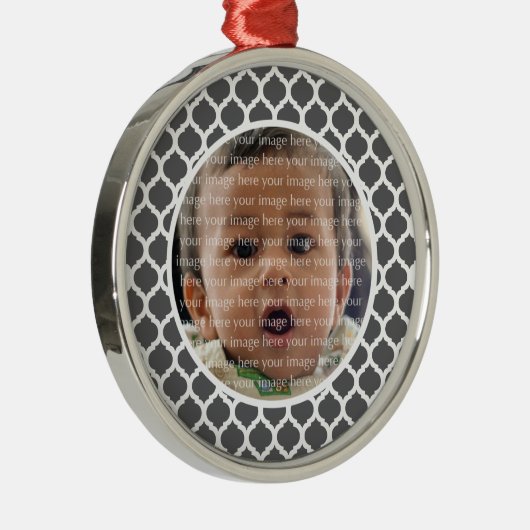 Dark Gray Moroccan Pattern Photo Ornament (Rechts)