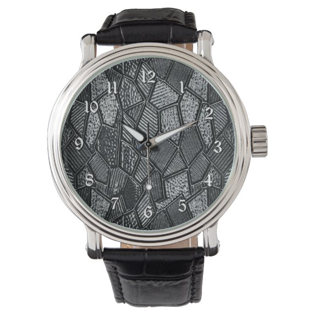 Dark Gray Mosaic Glass Wrist Watch Horloge (Voorkant)