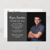 Dark Gray Personalized Photo Graduparty Briefkaart (Voorkant / Achterkant)