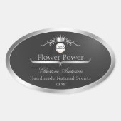 Dark Gray Product Label Silver Frame Logo Monogram (Voorkant)