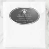 Dark Gray Product Label Silver Frame Logo Monogram (Tas)