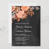 Dark Gray Rustic Earthy Terracotta Floral Wedding Kaart (Voorkant)