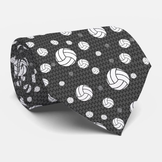 Dark Gray Volleyball Chevron Patterned Stropdas (Opgerold)