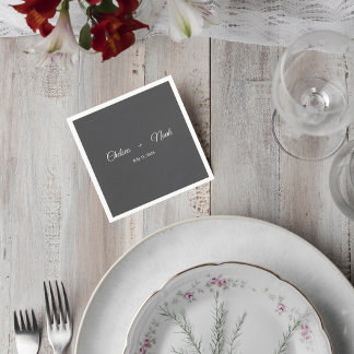 Dark Gray Wedding Cocktail Napkin Servet