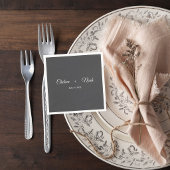 Dark Gray Wedding Cocktail Napkin Servet