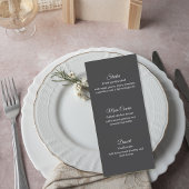 Dark Gray Wedding Menu Card
