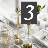 Dark Gray Wedding Table Number Card Kaart