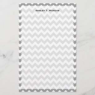 Dark Gray White Chevron Zig-Zag Pattern Briefpapier