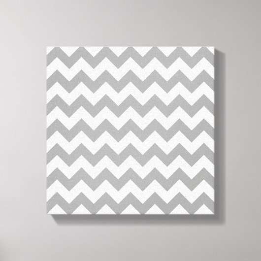 Dark Gray White Chevron Zig-Zag Pattern Canvas Afdruk (Voorkant)