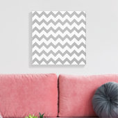Dark Gray White Chevron Zig-Zag Pattern Canvas Afdruk (Insitu (Woonkamer))