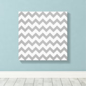 Dark Gray White Chevron Zig-Zag Pattern Canvas Afdruk (Insitu (Houten vloer))