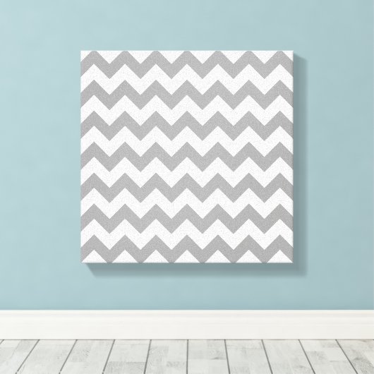 Dark Gray White Chevron Zig-Zag Pattern Canvas Afdruk (Insitu (Houten vloer))