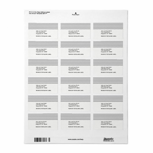Dark Gray White Chevron Zig-Zag Pattern Etiket (Full Sheet)