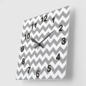 Dark Gray White Chevron Zig-Zag Pattern Vierkante Klok (Hoek)