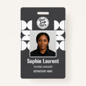 Dark Gray White Geometric Modern Company Security Badge (Voorkant)