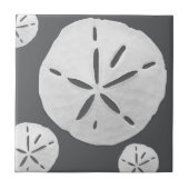 Dark Gray & White Tropical Beach Sand Dollar Tegeltje (Voorkant)