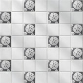 Dark Gray & White Tropical Beach Sand Dollar Tegeltje