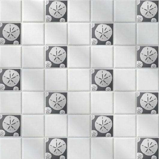 Dark Gray & White Tropical Beach Sand Dollar Tegeltje