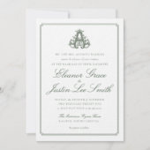 Dark Green "A" Monogram Wedding Invitation Kaart (Voorkant)