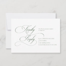 Dark Green "A" Monogram Wedding RSVP Card