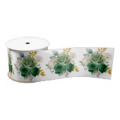 Dark Green and Gold Elegant Flowers Satijnen Lint (Spoel)